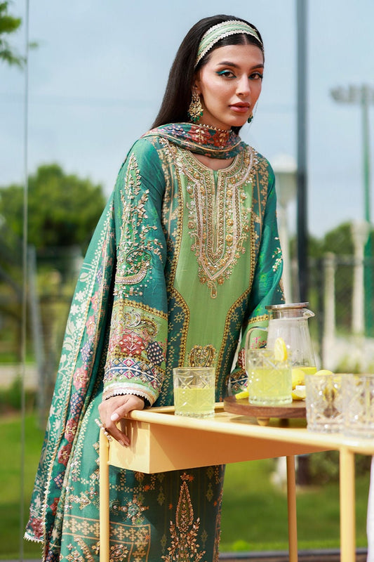 Pure Luxury Green Lawn Embroidered Eid Outfit - LL446