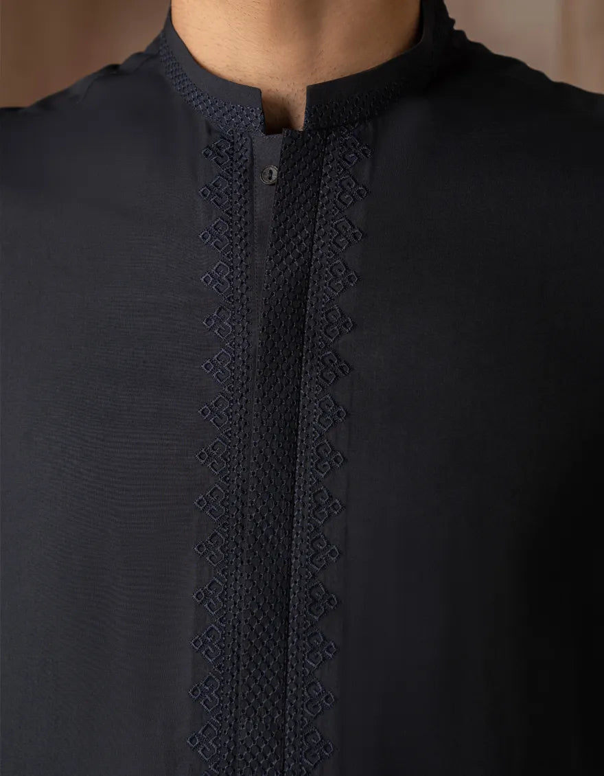 Blended Navy Blue Kurta Trouser - KP008