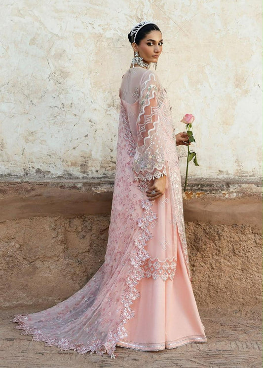 Pure Chiffon Peach Embroidered Dress - WW501