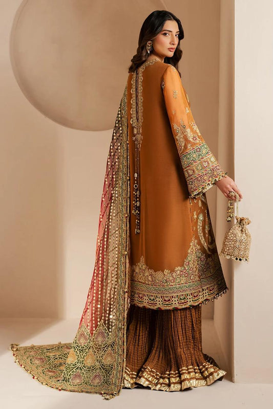 Pure Chiffon Mustard Embroidered Dress - WW502