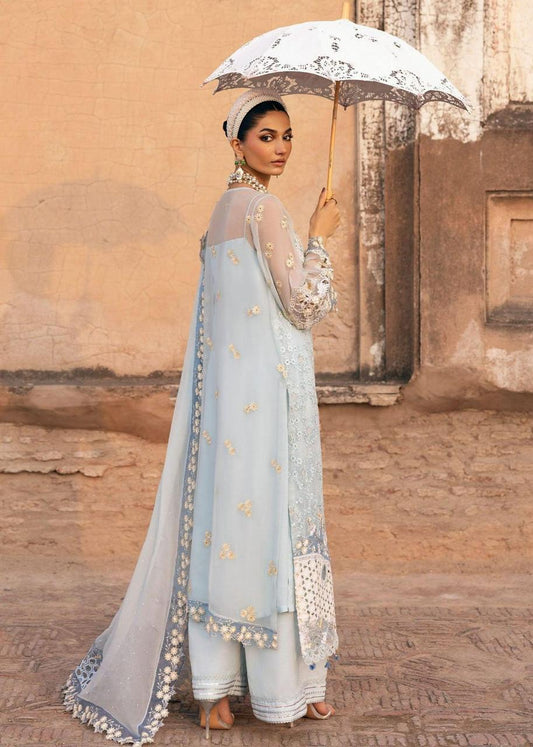 Pure Chiffon Sky Blue Embroidered Dress - WW509