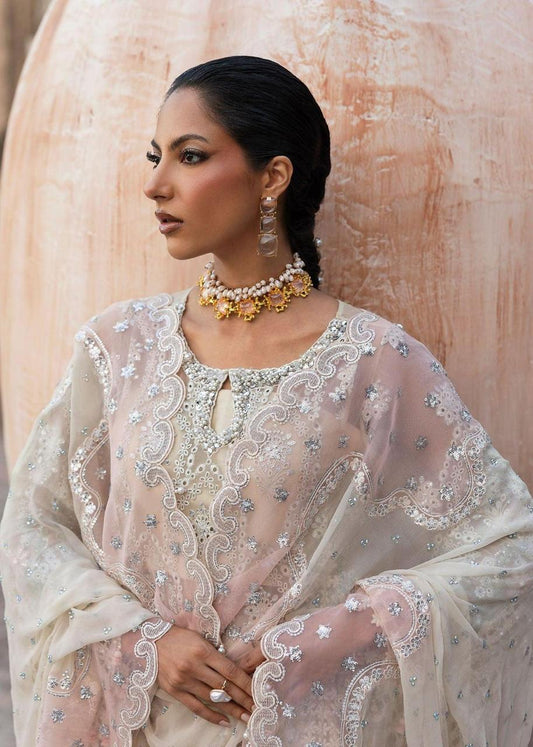 Pure Chiffon Off White Embroidered Dress - WW517