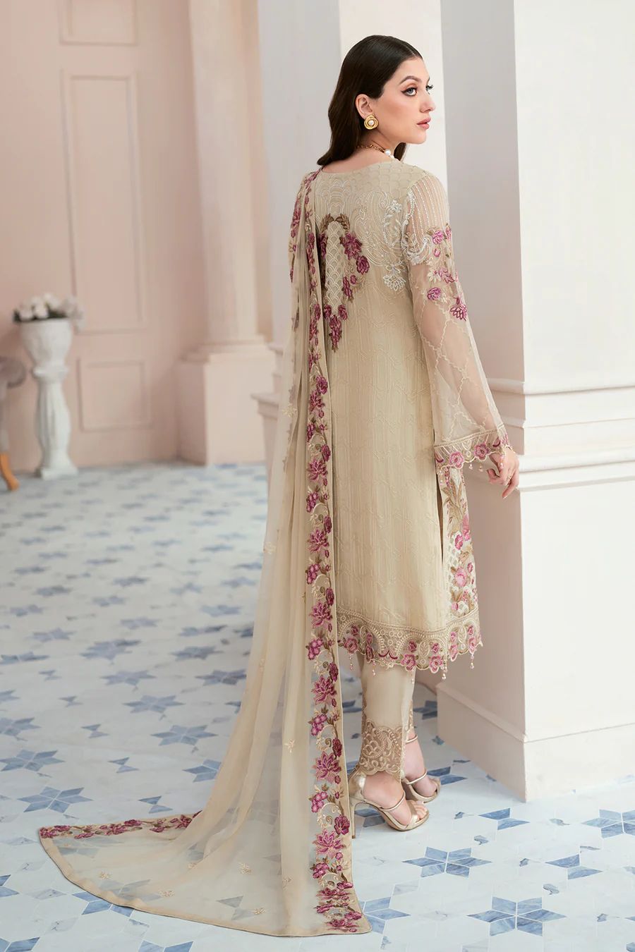 Pure Chiffon Majestic Embroidered Dress : CWS050