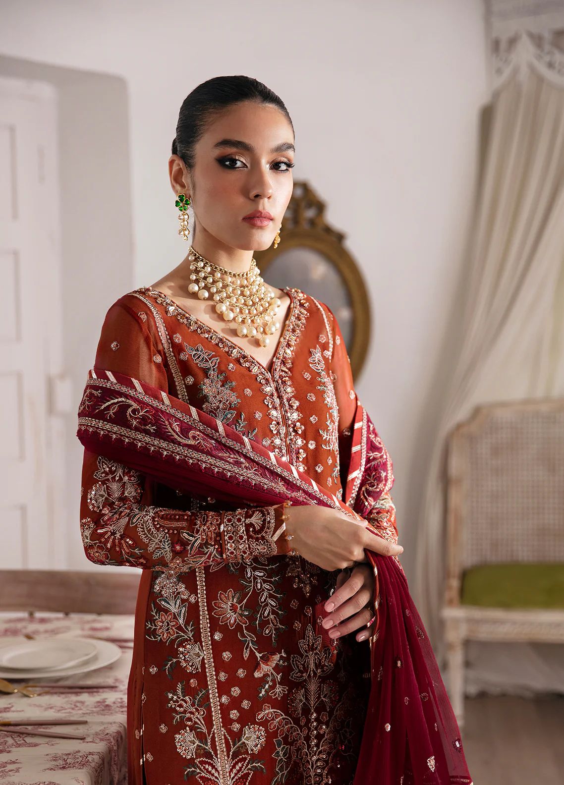 Pure Chiffon Majestic Embroidered Dress : CWS052
