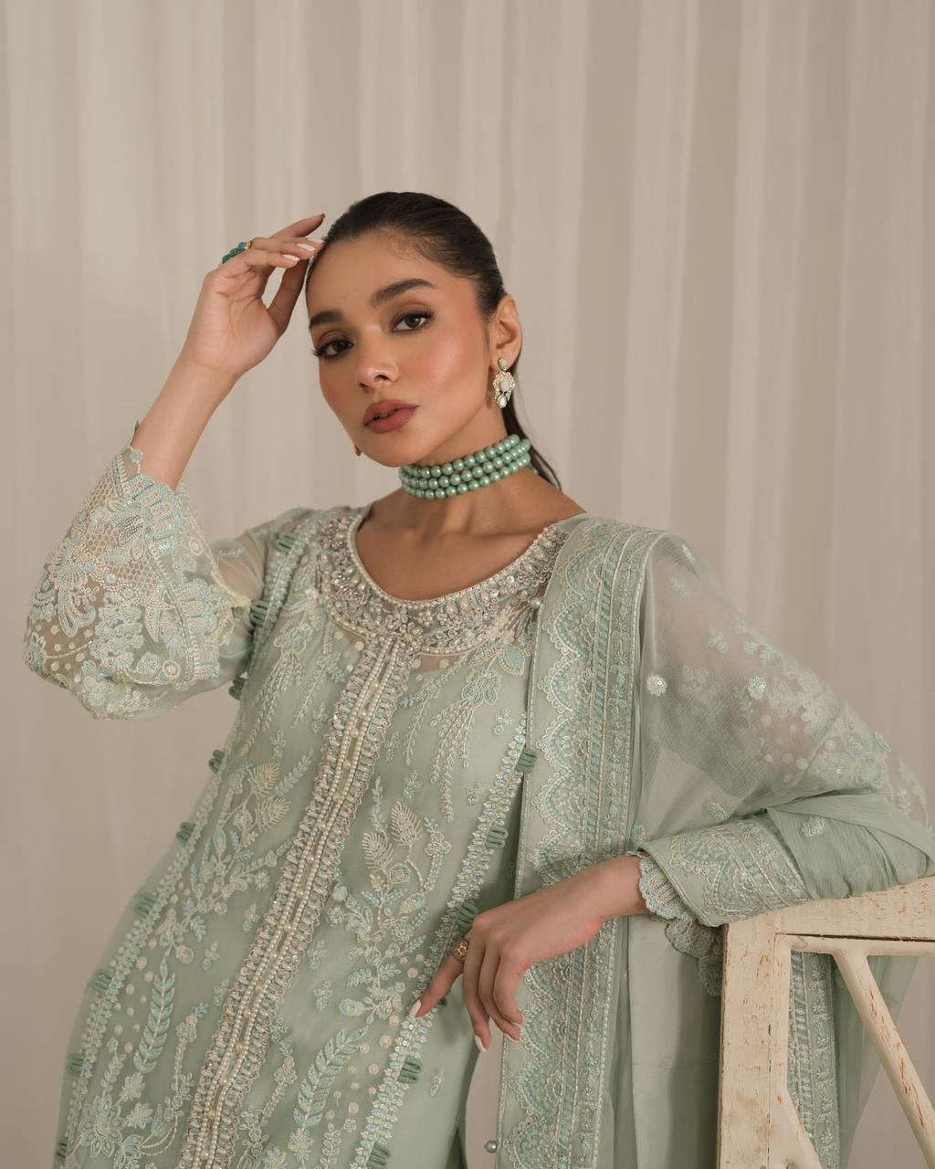 Pure Chiffon Majestic Embroidered Dress : PW197