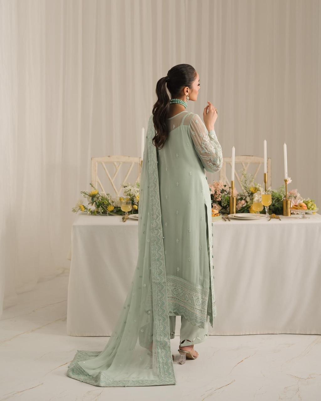 Pure Chiffon Majestic Embroidered Dress : PW197