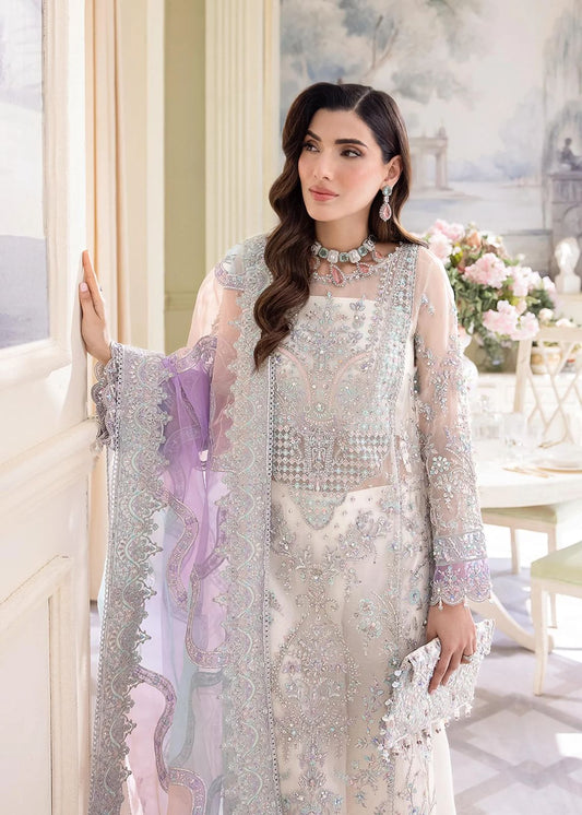 Pure Chiffon Off White Embroidered Dress - WW268