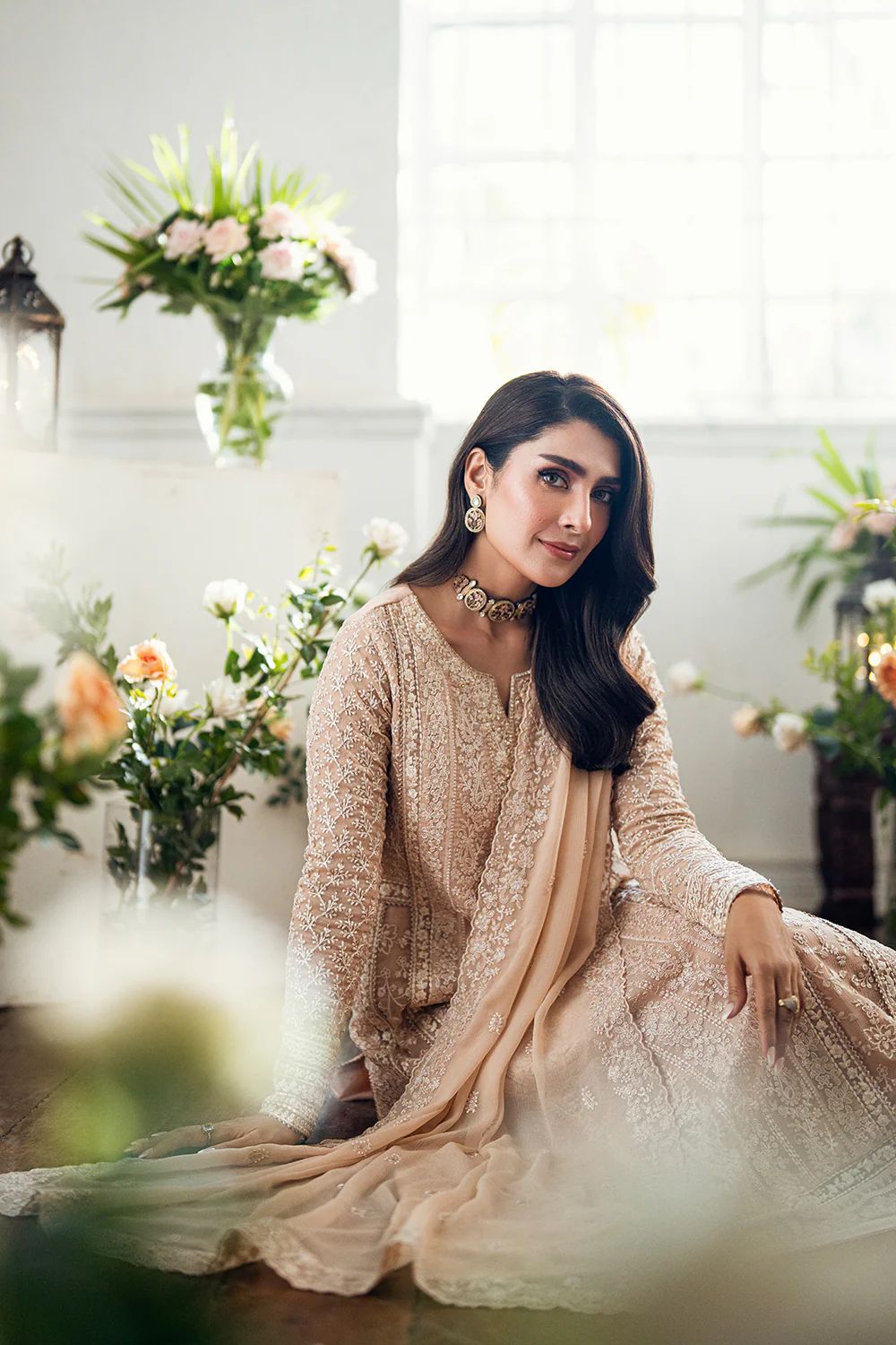 Pure Chiffon Skin Embroidered Dress - PW218