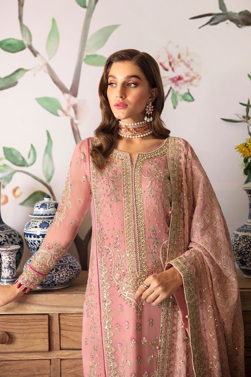 Pure Chiffon Pink Embroidered Dress : WW276