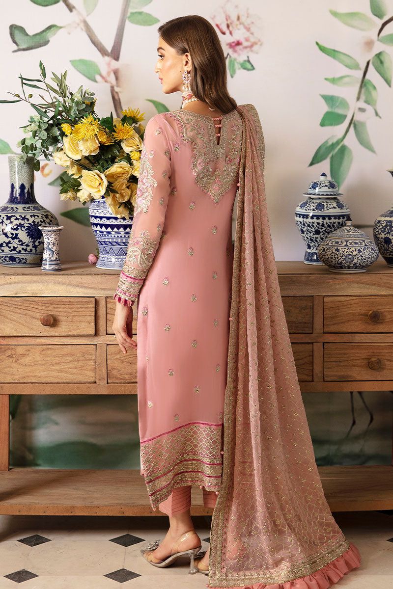Pure Chiffon Pink Embroidered Dress : WW276