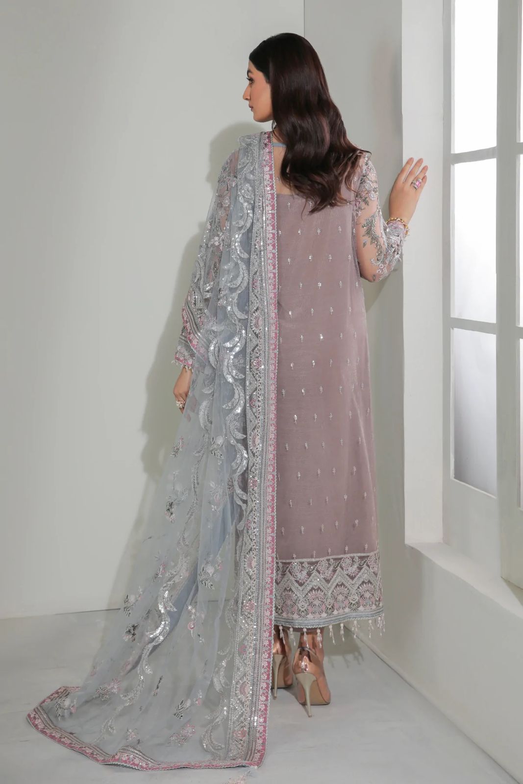 Pure Chiffon Elegant Embroidered Dress : PW218