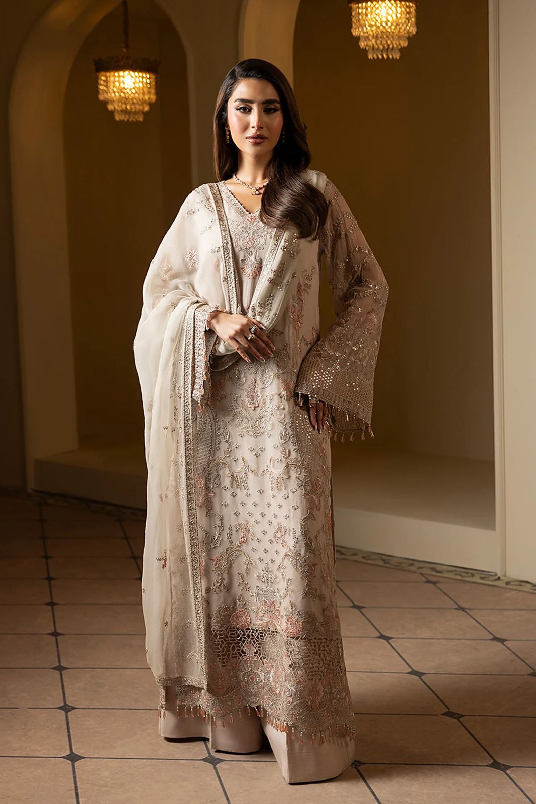 Pure Chiffon Elegant Embroidered Dress - WW294