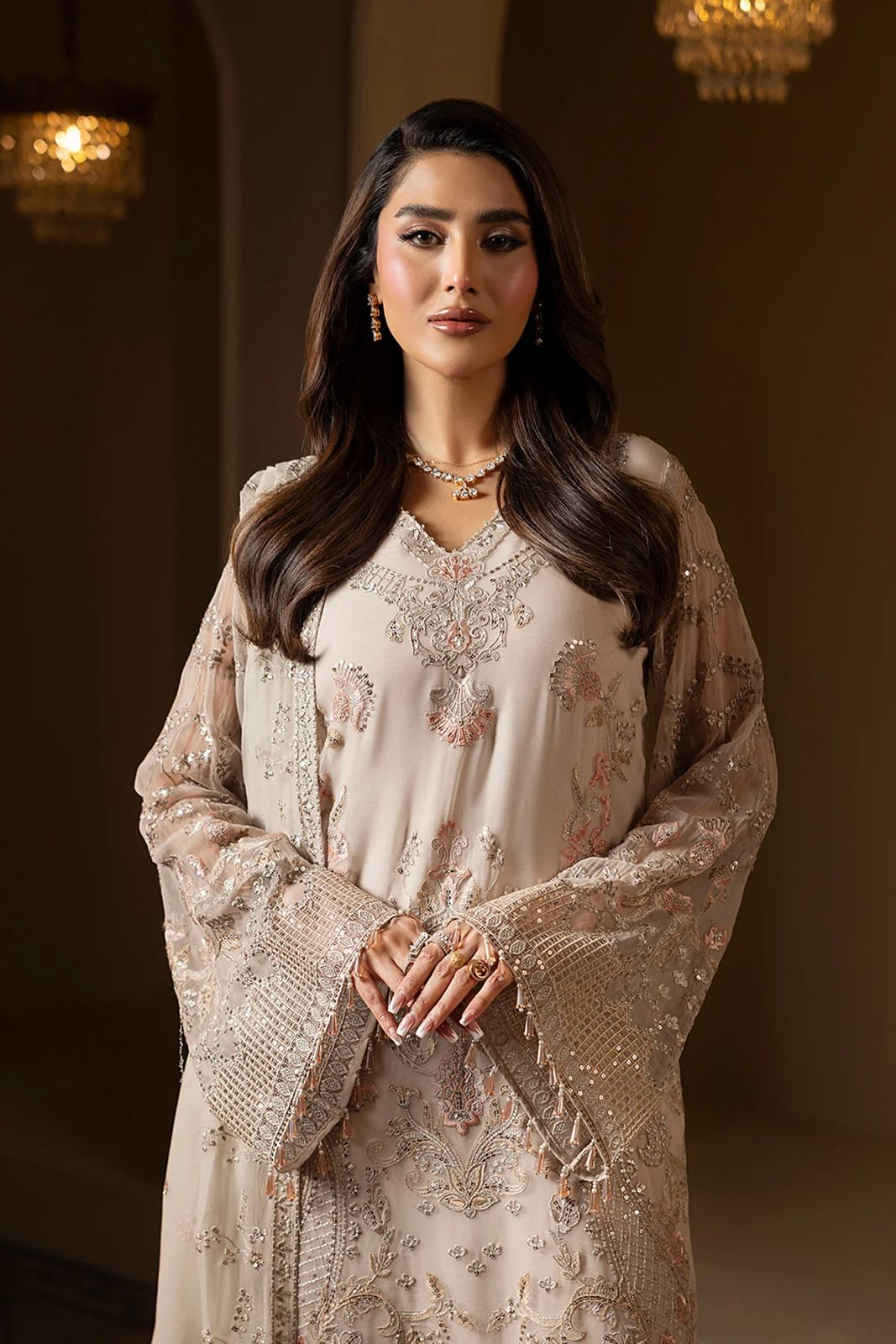 Pure Chiffon Elegant Embroidered Dress - WW294
