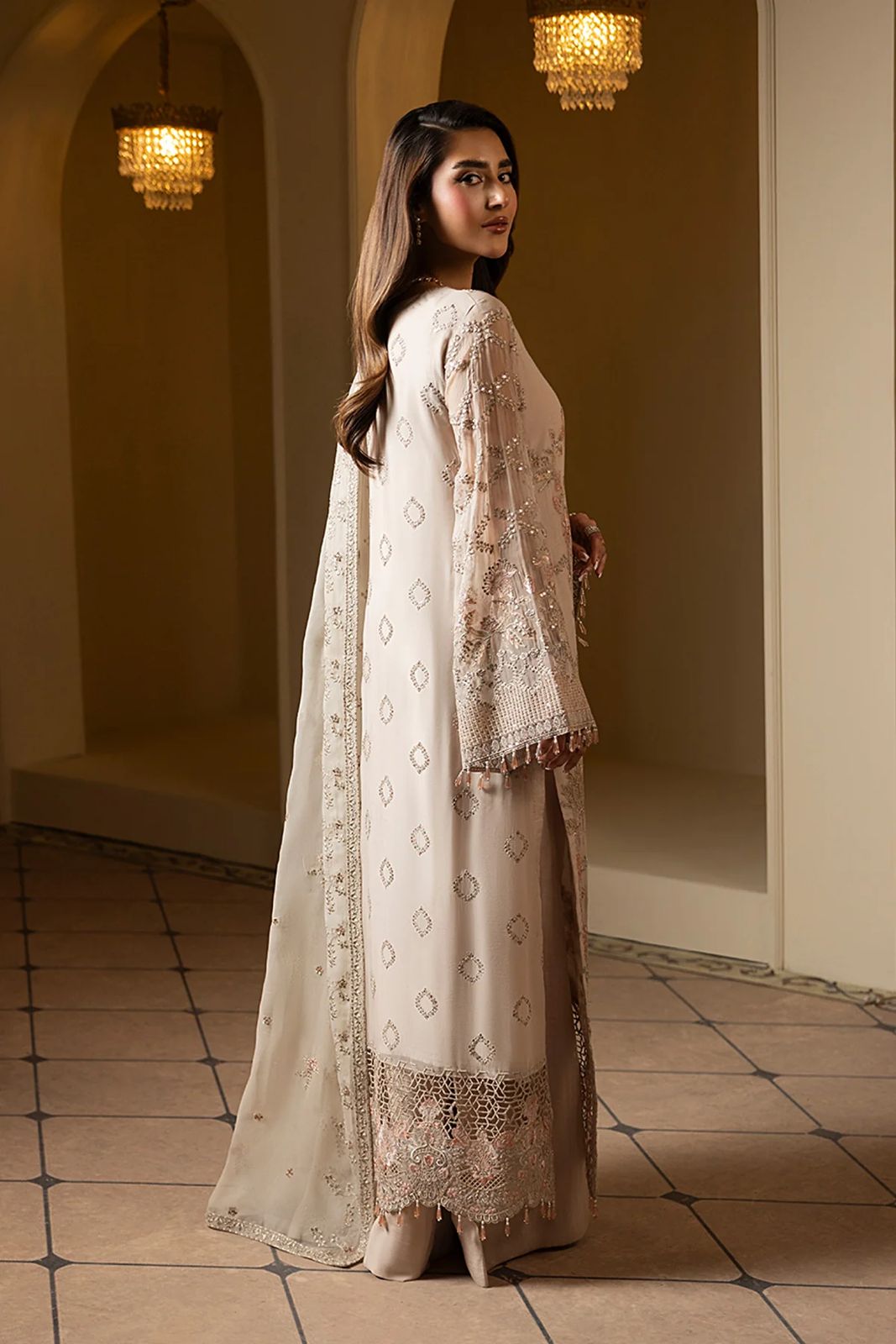 Pure Chiffon Elegant Embroidered Dress - WW294