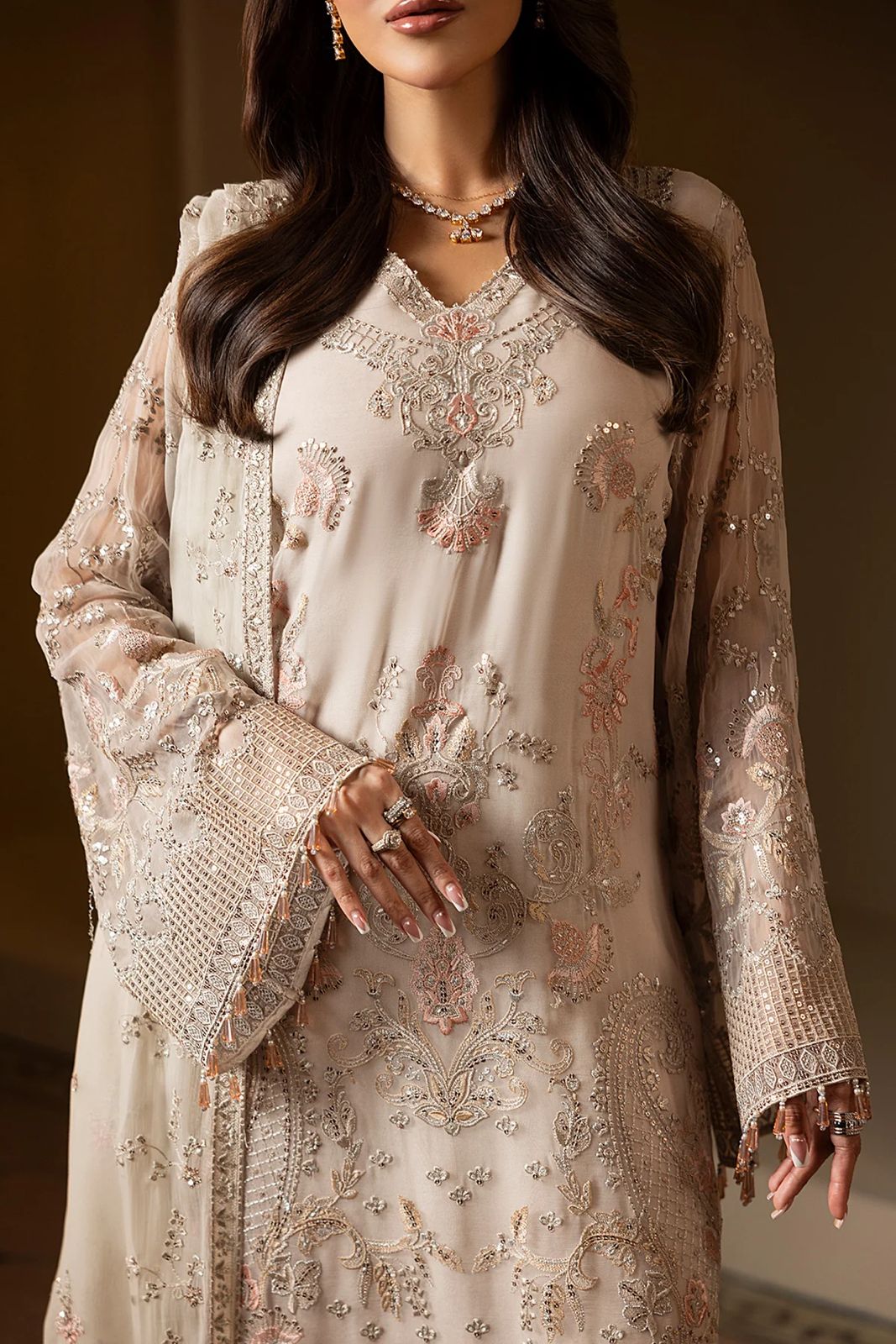 Pure Chiffon Elegant Embroidered Dress - WW294
