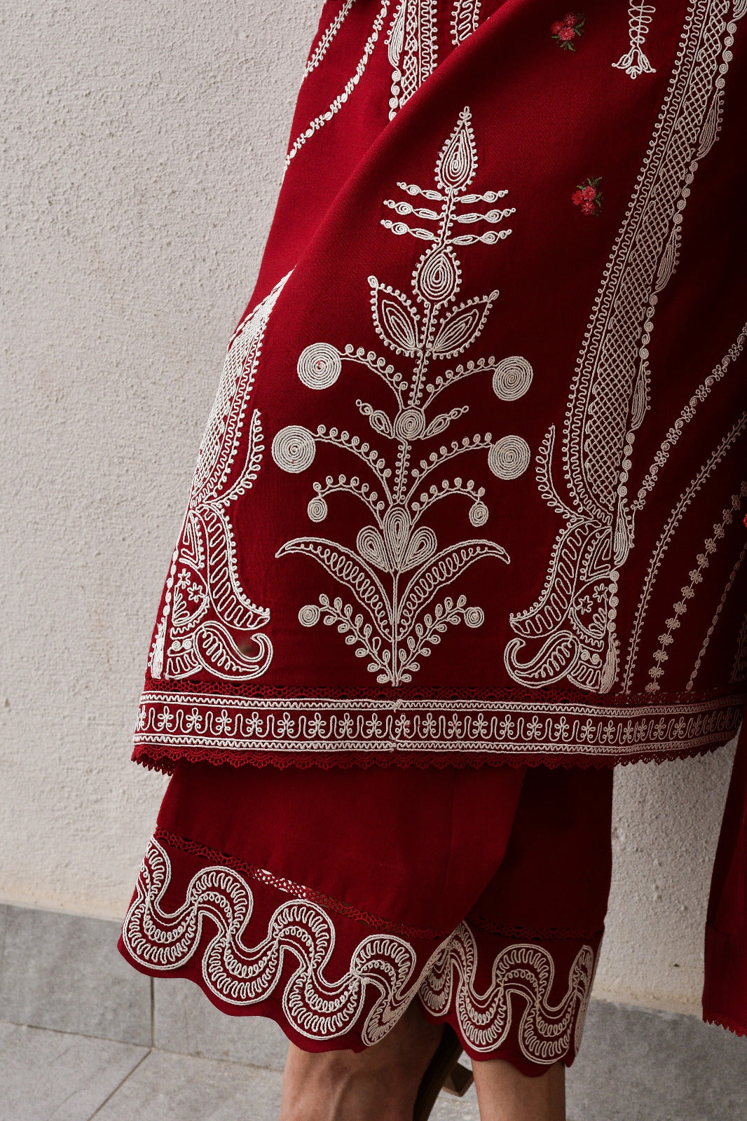 Pure Lawn Red Embroidered Eid Outfit - LL426