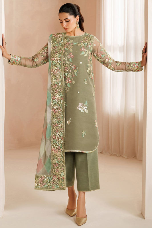 Pure Chiffon Heavy Embroidered Wedding Dress - WW438