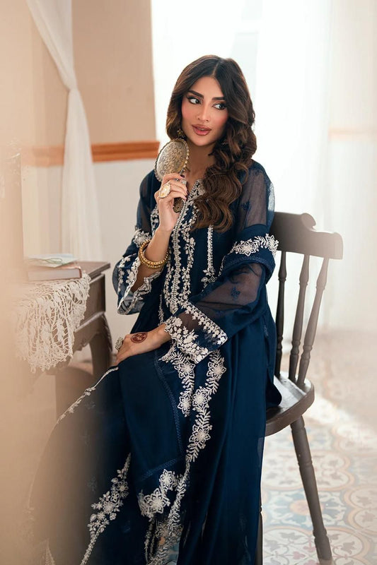 Pure Chiffon Heavy Embroidered Wedding Dress - WW440