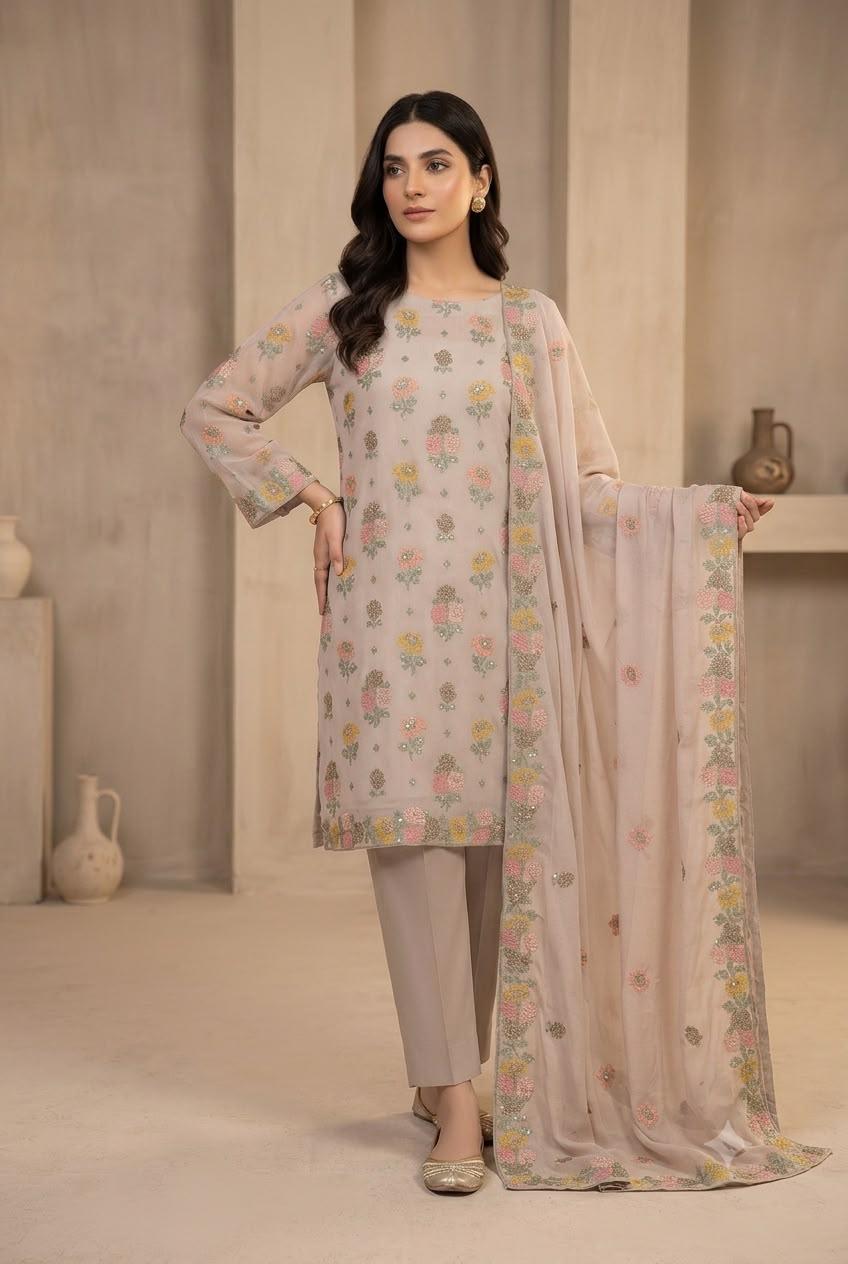 Pure Chiffon Skin Embroidered Wedding Dress - PW508