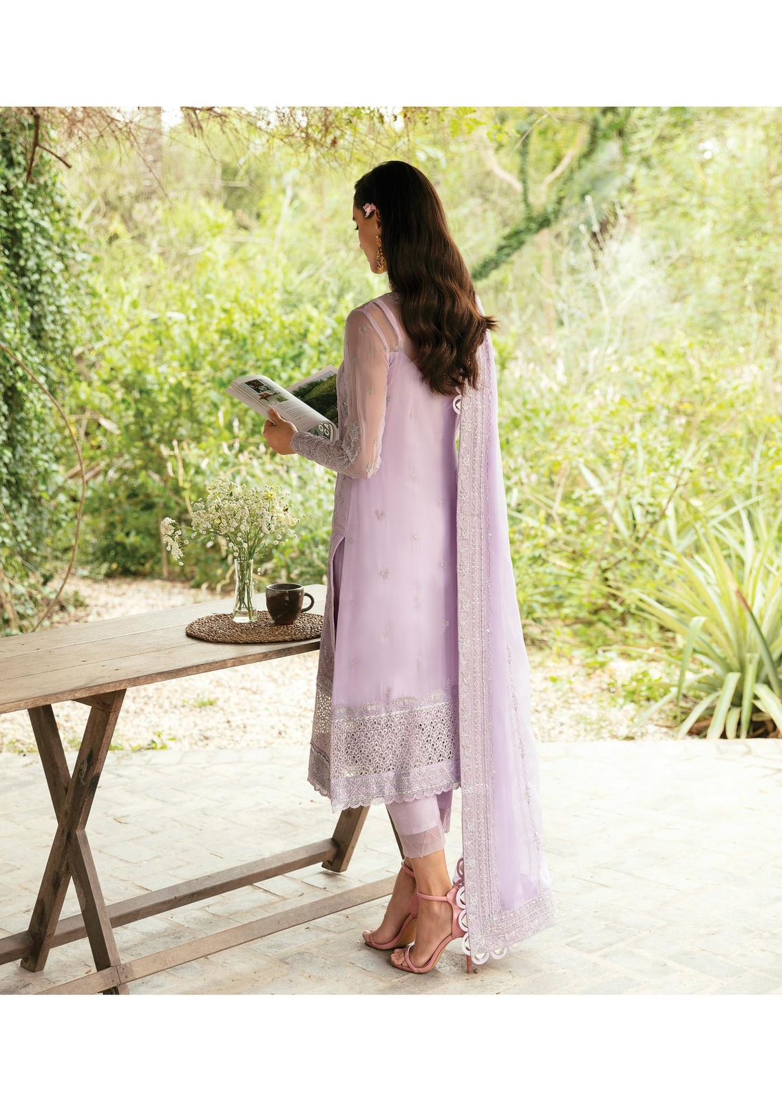 Pure Chiffon Purple Embroidered Dress : PW211