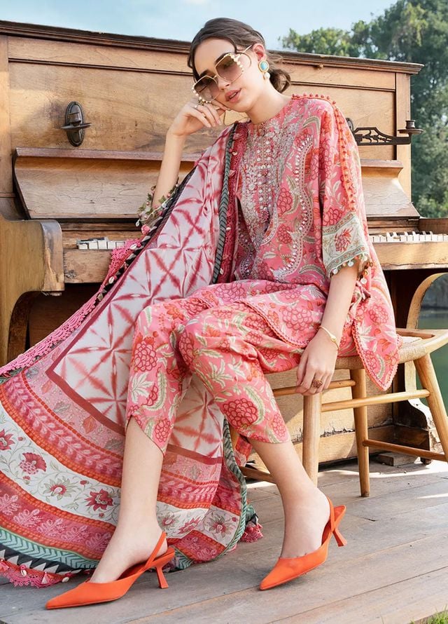 Pure Lawn Pink Embroidered Dress - LL219