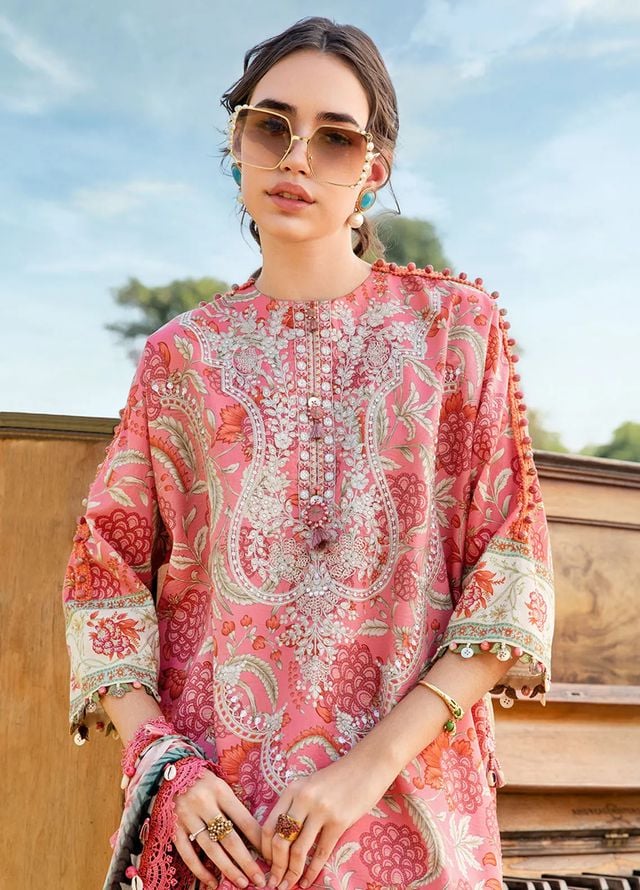 Pure Lawn Pink Embroidered Dress - LL219