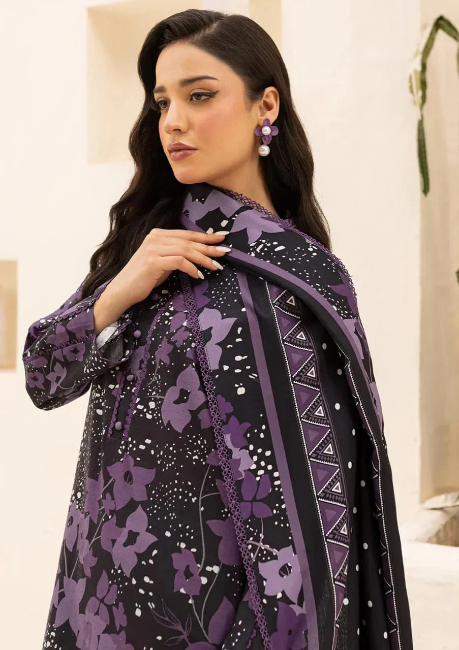 Pure Lawn Purple Embroidered Dress - LL217