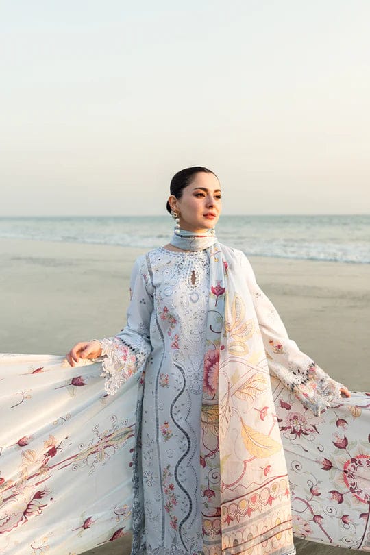 Pure Lawn Off White Chickenkari Dress - LL207