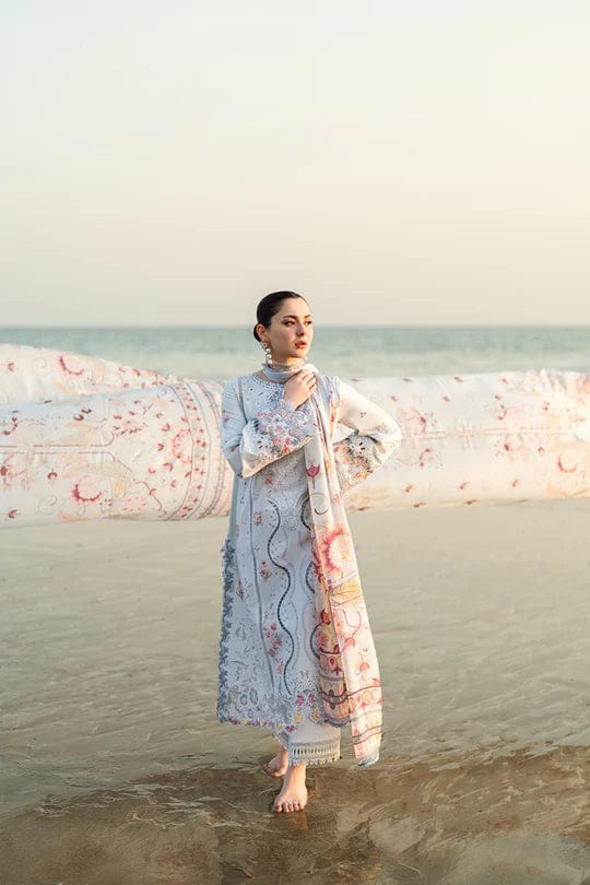 Pure Lawn Off White Chickenkari Dress - LL207