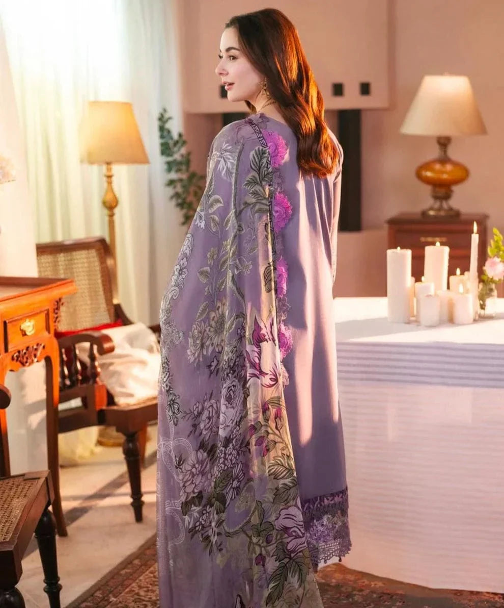 Pure Lawn Purple Embroidered Dress - LL206