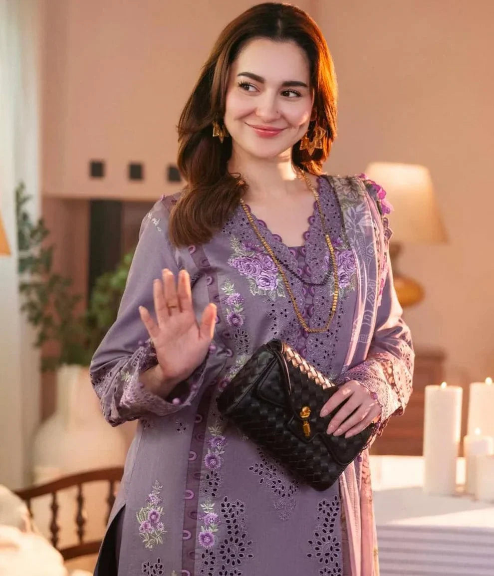 Pure Lawn Purple Embroidered Dress - LL206