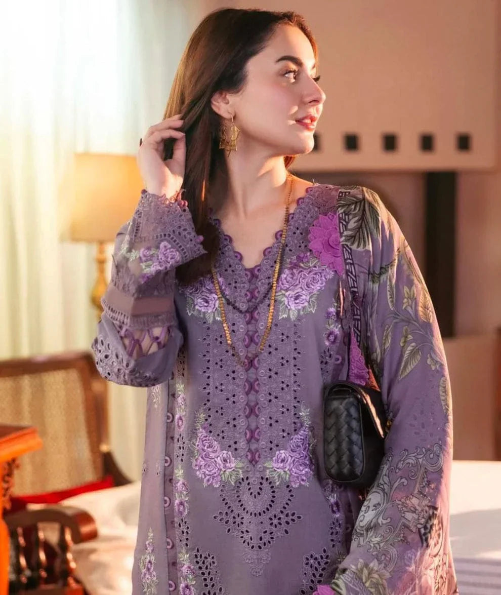 Pure Lawn Purple Embroidered Dress - LL206
