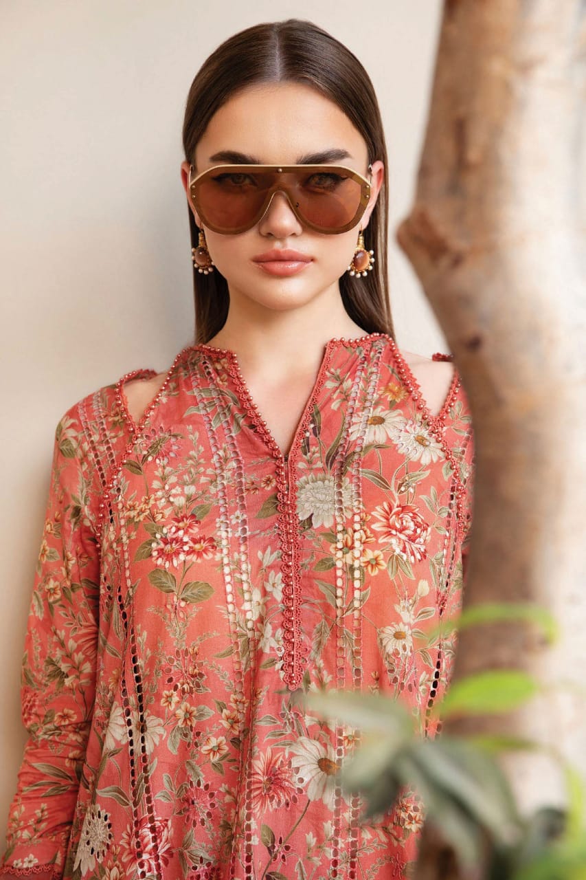 Pure Lawn Chickenkari Embroidered Dress - LL201