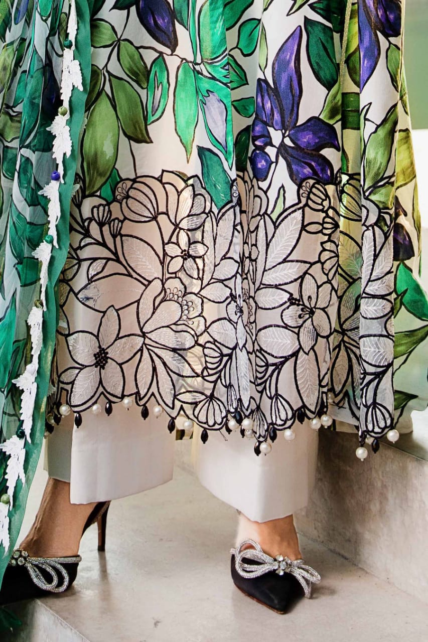 Pure Lawn Green Digital Printed Dress - LL228