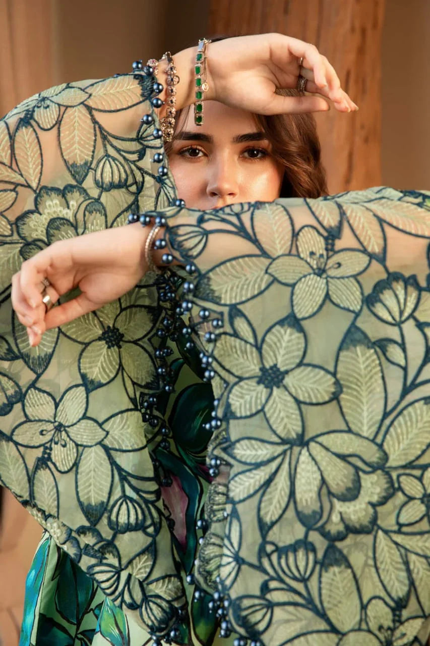 Pure Lawn Green Embroidered Dress - LL230
