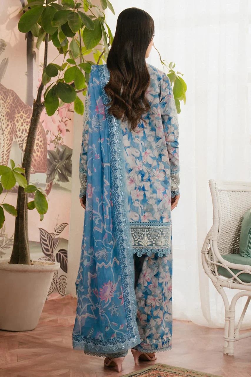 Pure Lawn Sky Blue Embroidered Dress - LL239