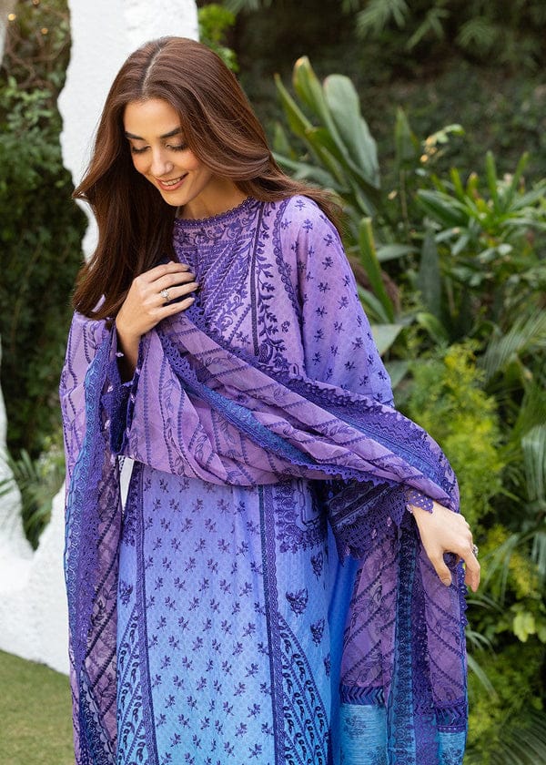 Pure Lawn Purple Tie & Die Embroidered Dress - LL241