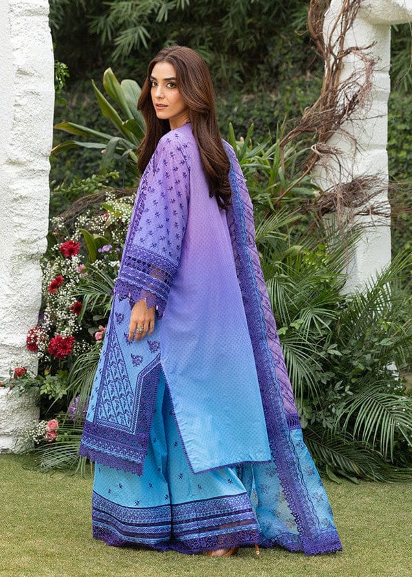 Pure Lawn Purple Tie & Die Embroidered Dress - LL241