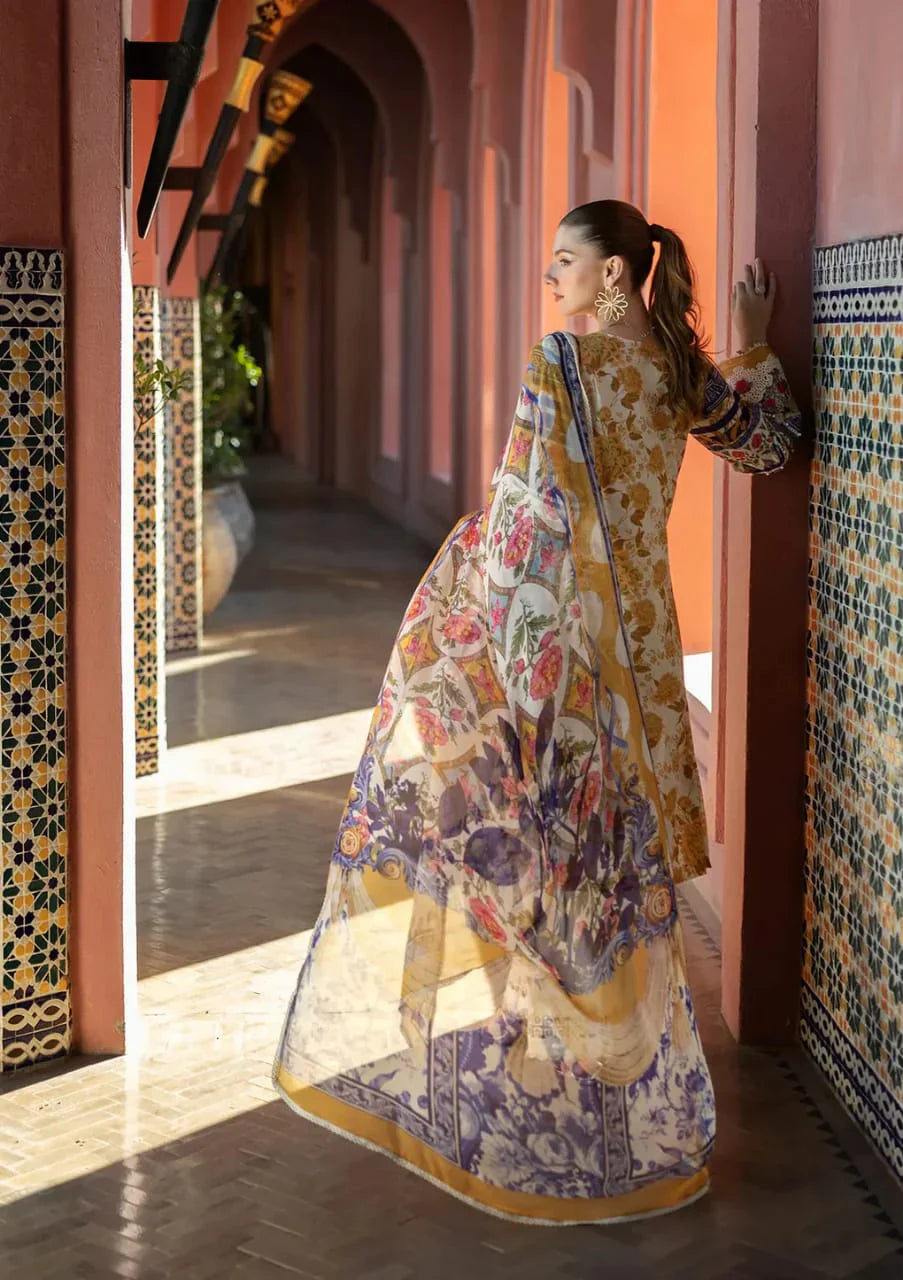 Pure Lawn Digital Embroidered Dress - LL256