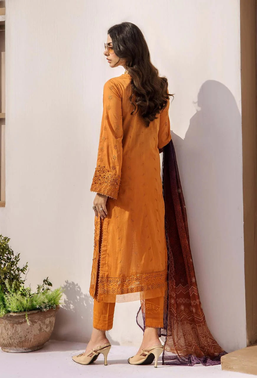 Pure Lawn Rust Embroidered Dress - LL245