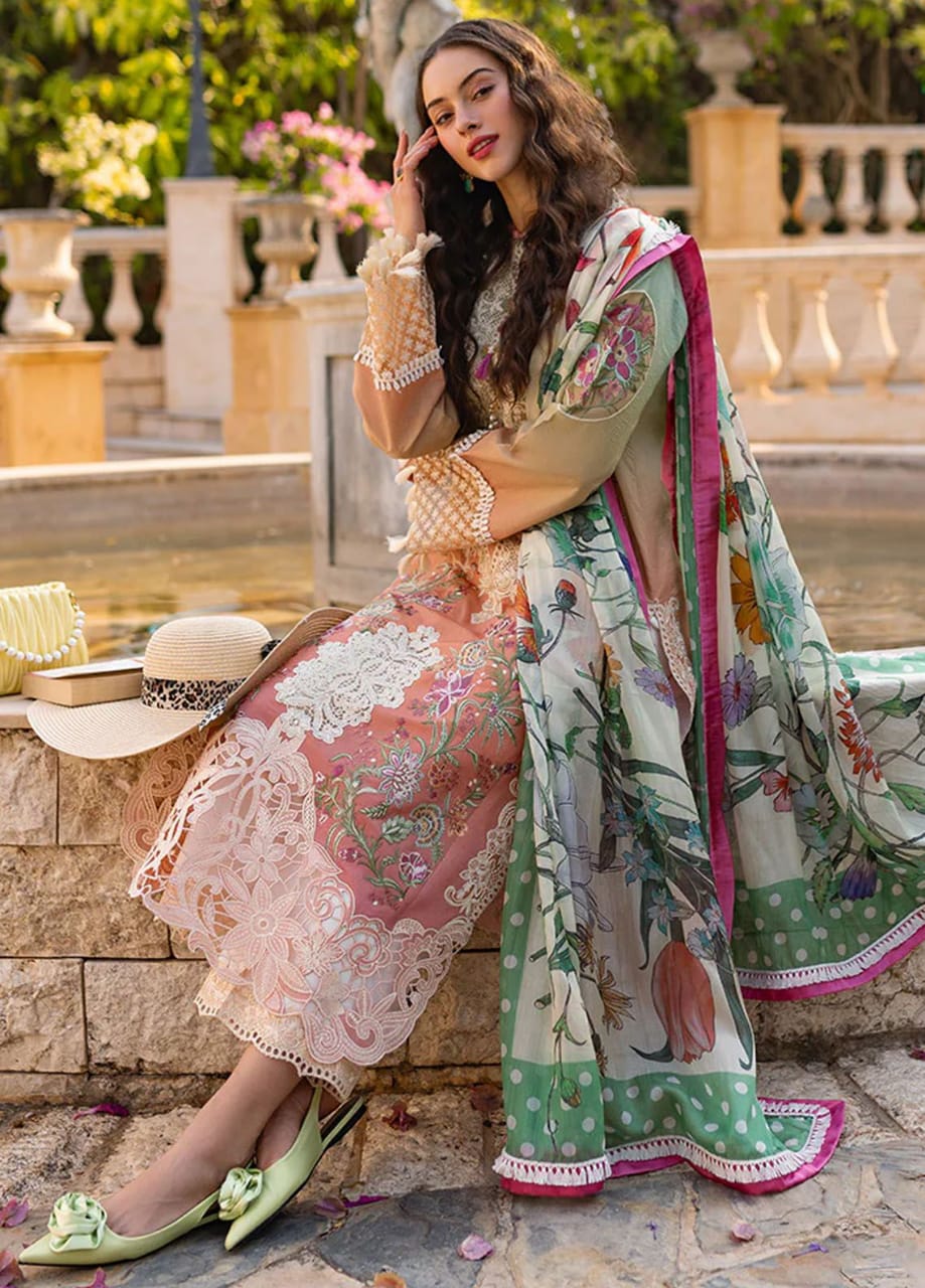 Pure Lawn Multi Tie & Die Embroidered Dress - LL241
