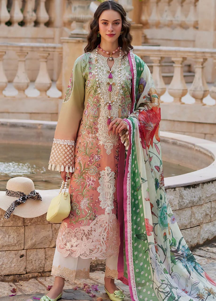 Pure Lawn Multi Tie & Die Embroidered Dress - LL241