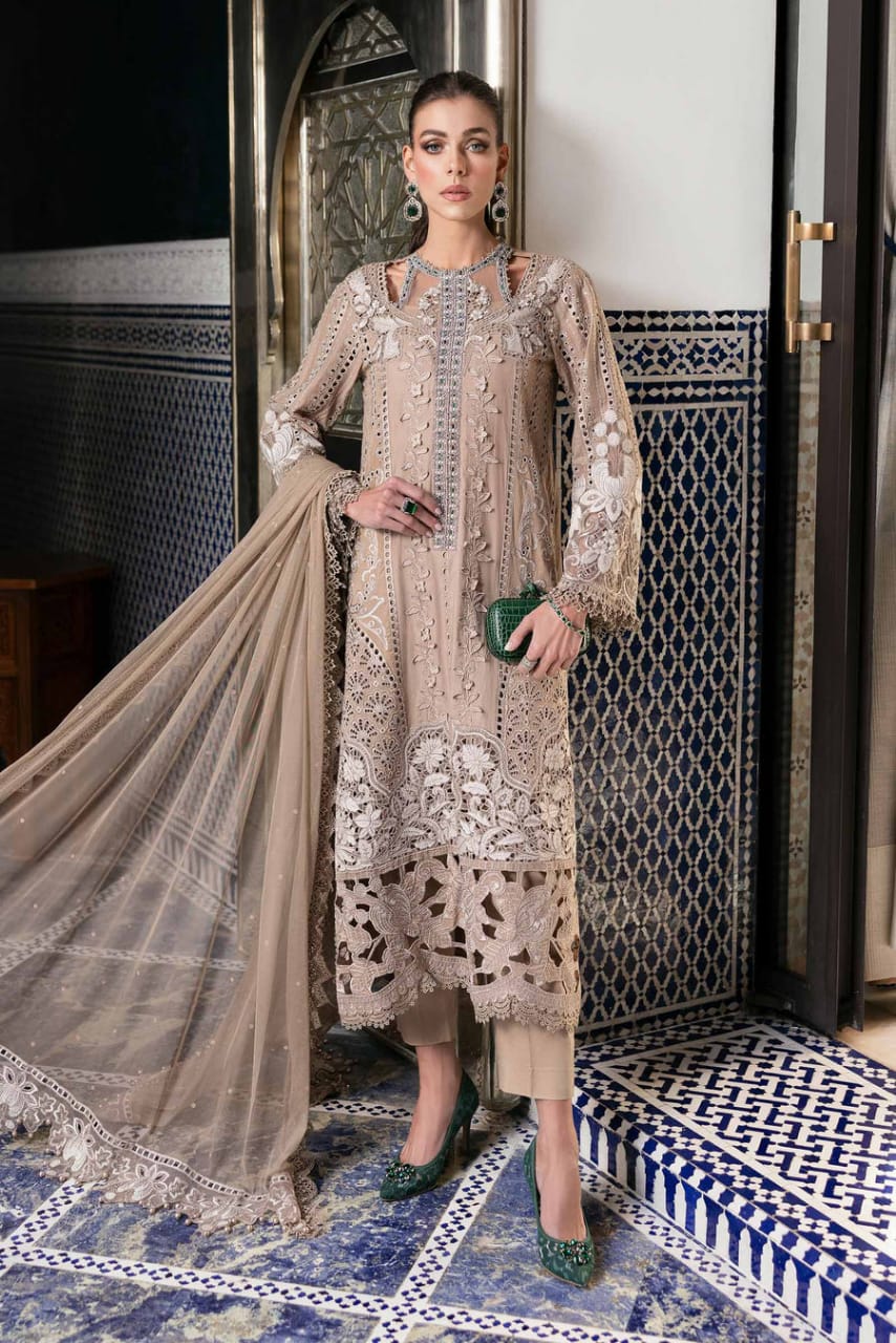 Pure Lawn Cofee Chickenkari Dress - LL230