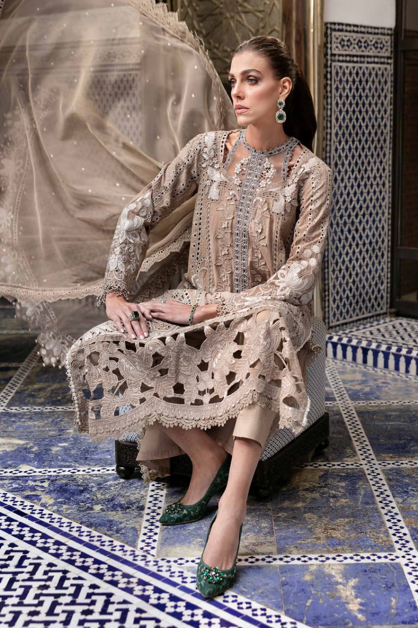 Pure Lawn Cofee Chickenkari Dress - LL230