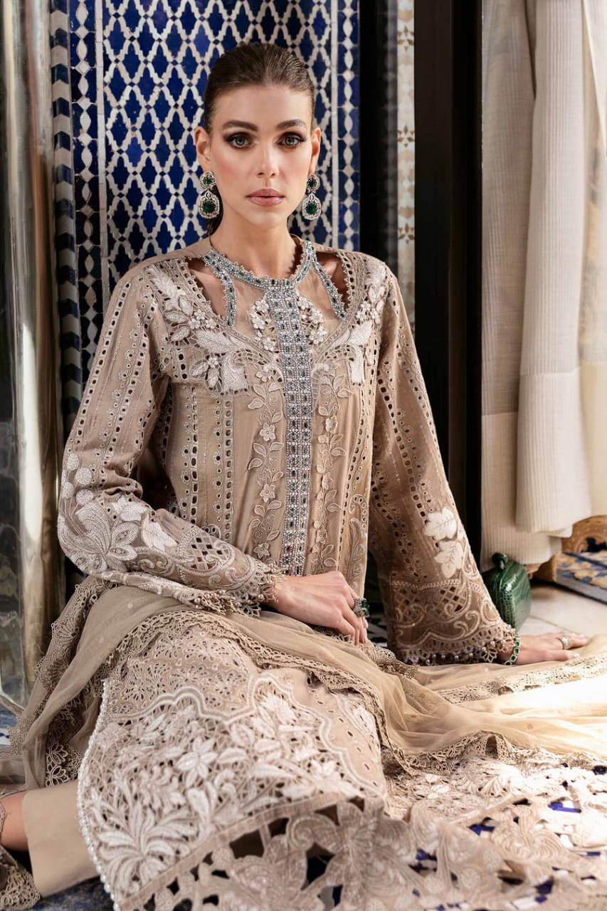 Pure Lawn Cofee Chickenkari Dress - LL230