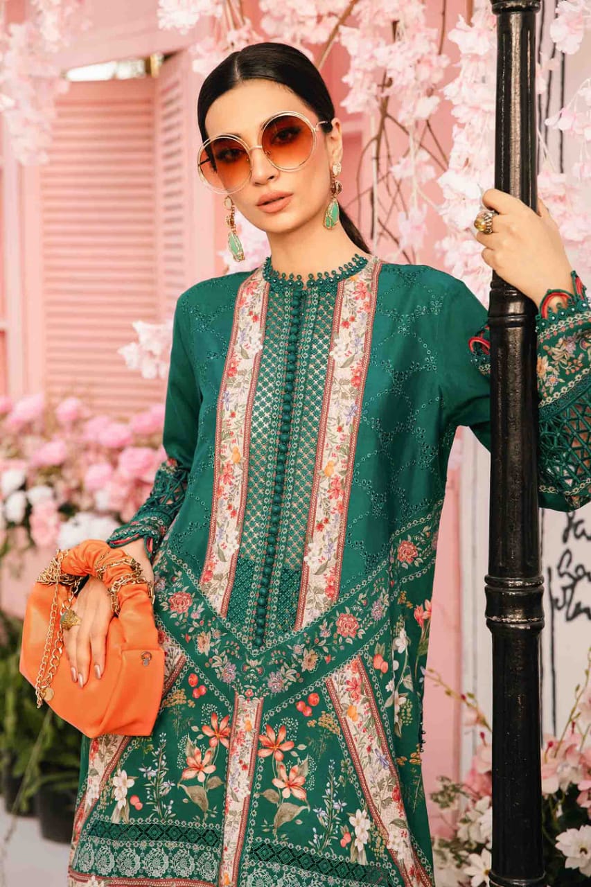 Pure Lawn Green Embroidered Dress : LL284