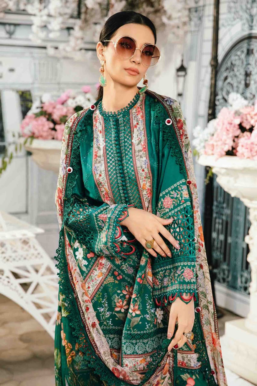 Pure Lawn Green Embroidered Dress : LL284