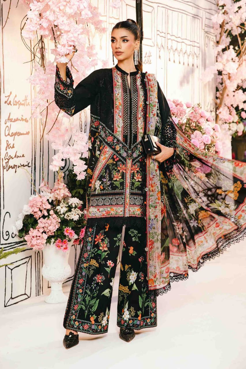 Pure Lawn Black Embroidered Dress : LL283