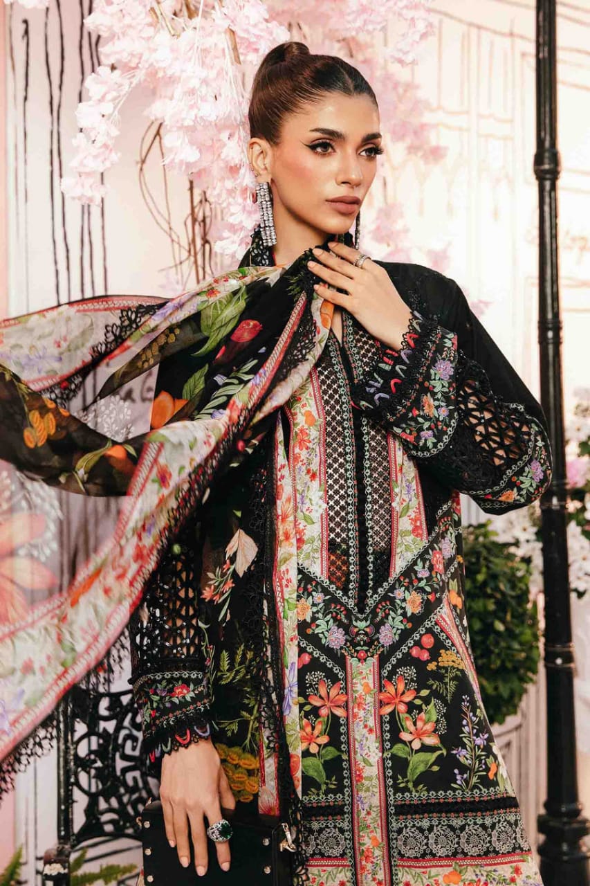 Pure Lawn Black Embroidered Dress : LL283