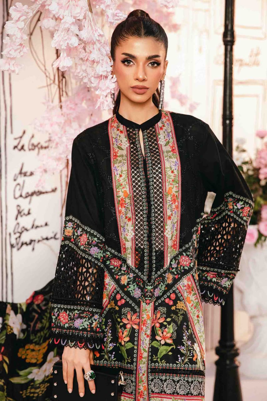 Pure Lawn Black Embroidered Dress : LL283